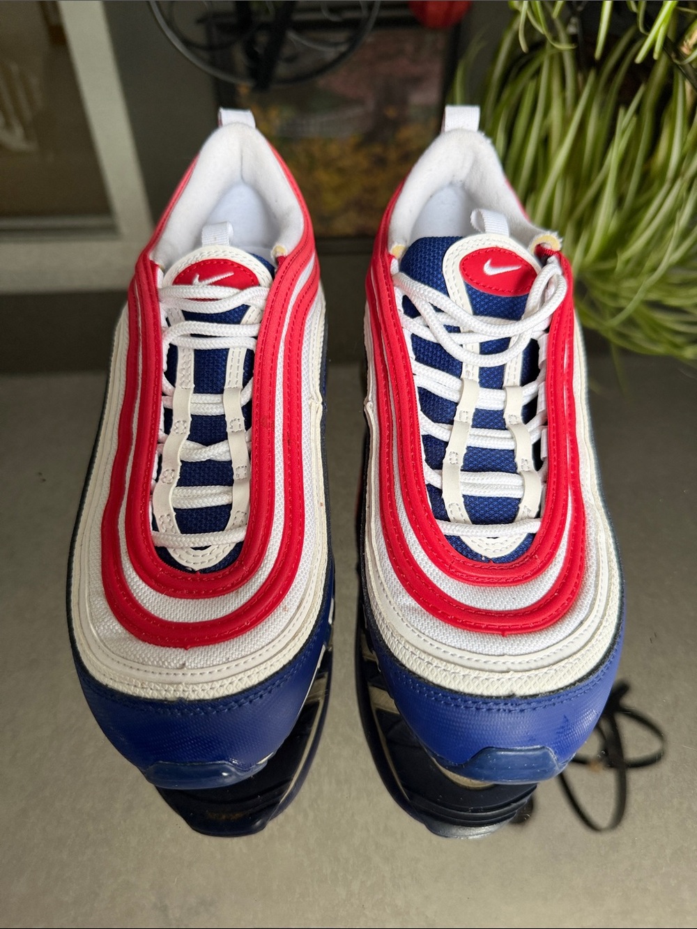 Nike Air Max 97 GS USA Size 6.5Y (Women’s 8) White Red Blue CW5856-100